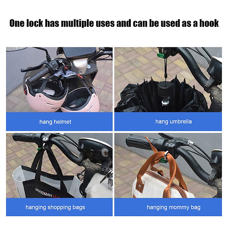 Product Introduction of Universal Electric Bike Helmet Lock Anti-theft Metal Lock Fixed Hook Lock Helmet Lock 14
