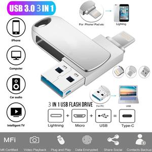 2TB USB Flash Drive 3 in 1 Metal 1TB OTG Pendrive 512GB Type-C 256GB U Disk For Phone Android External Storage Device