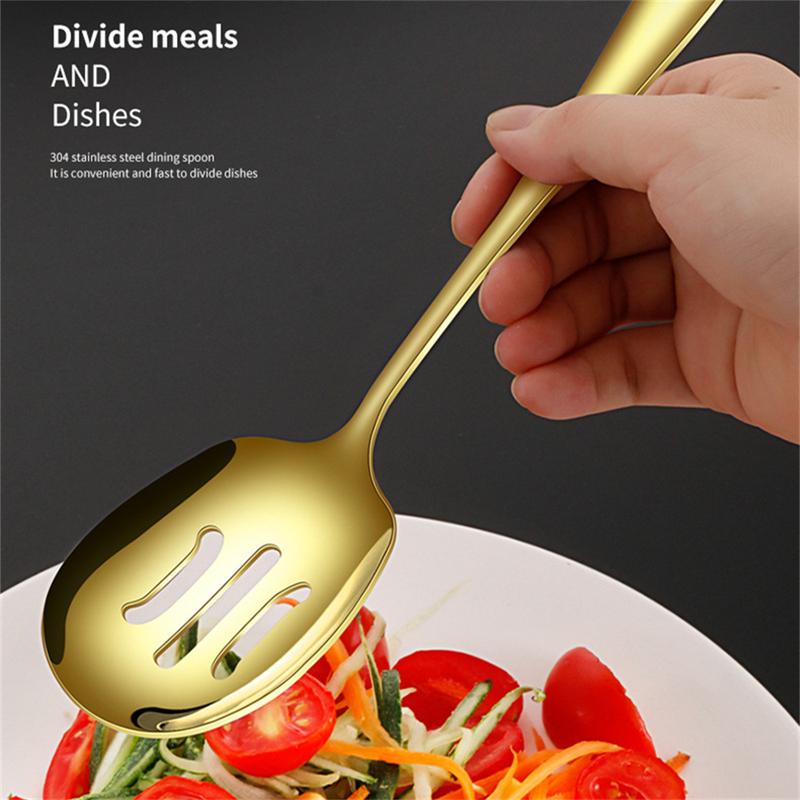 Product Introduction of Large Round Spoon 410 Stainless Steel Public Spoon Self-service Dish Spoon Hotel Restaurant Meal Spoon Rice Spoon Cutlery Tableware 17
