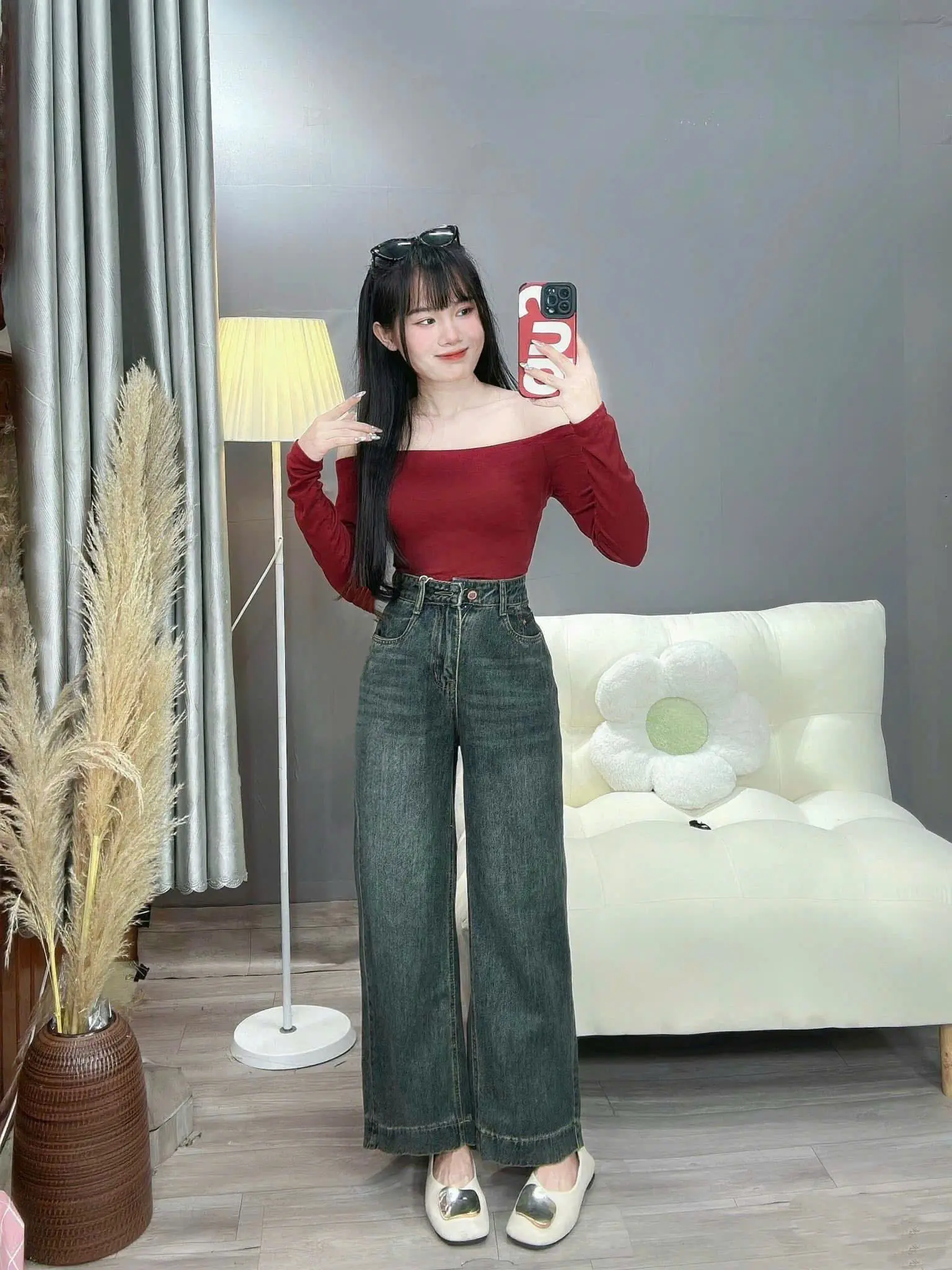 M50 Quần suông nấm lùn nữ vai QC dài 90cm lai to KHÔNG CO GIÃN