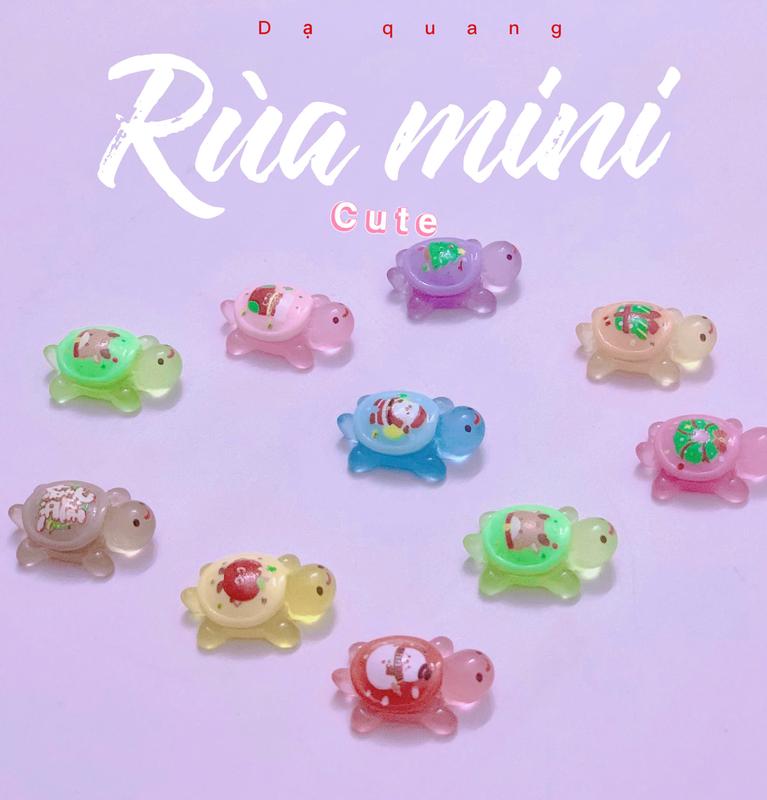 Không vỏ Set 10 Charm rùa dạ quang 2,1cm phát sáng nhiều màu sắc Ngẫu nhiên DIY trang trí ốp điện thoại đồ dùng học tập bỏ túi mù hộp mù blindbox