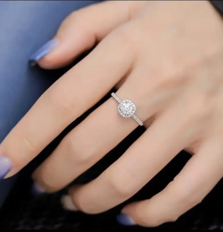 [S3]Nhẫn Nữ Mặt Vuông Đính Đá Trẻ Trung Thanh Lịch 3