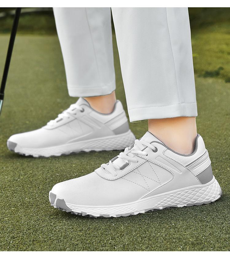 Product Introduction of New Golf Shoe Men and Women Couple Models White Shoes Fixed Studs Non-Slip Waterproof Professional Training Shoes Qx24025 23
