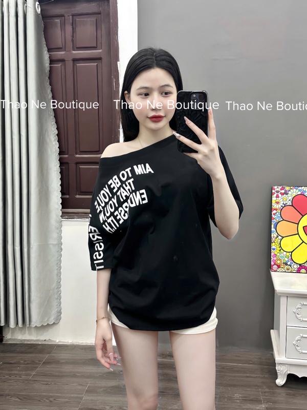 Product Introduction of ÁO THUN UNISEX NỮ TAY NGẮN TRỄ VAI IN CHỮ FORM RỘNG COTTON 14