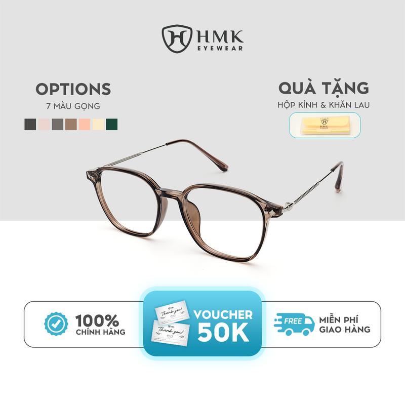 Gọng Kính Kim Loại Phối Nhựa HMK Eyewear Nam Nữ Dáng Vuông Thời Trang - KL85071