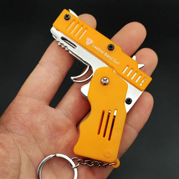Playable keychain Mini Pendant Folding Rubber Band Shooter 6 Consecutive Rubber Band Soft Elastic Toy Shooter Keychain Young Student Men's and Women's Schoolbags Pendant Elastic Does Not Hurt People Pendant