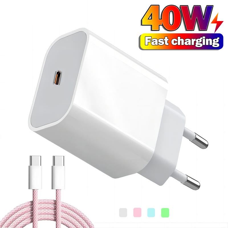 Bộ sạc nhanh 40W cho iPhone 15 Pro Max 16 phụ kiện điện thoại USB Type C to C