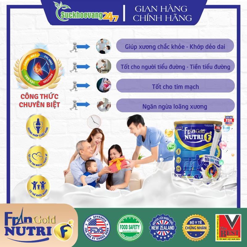 Sữa y tế FranGoldNutri F giúp phòng ngừa loãng xương, tái tạo sụn khớp, dùng được cho người tiểu đường - Lon 900g 2