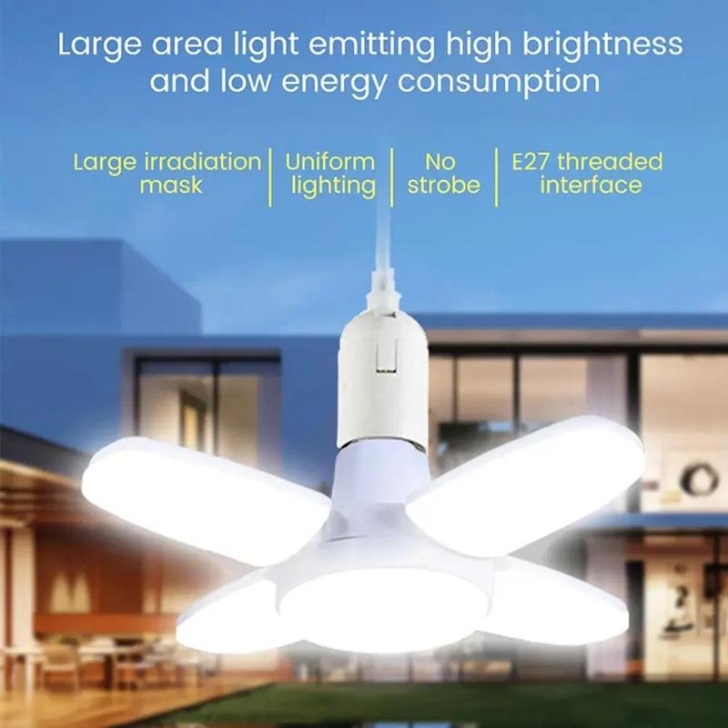 Product Introduction of 28W Fan Shape LED Bulb E27 LED Lamp Foldable 220V 110V Light Bulbs For Home Living Room Warehouse Garage Ceiling Light 21