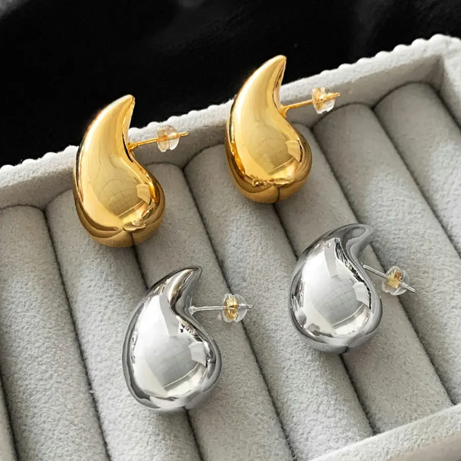 Gold Teardrop Earrings - Unique Niche Design, European and American High-End Earrings, Stylish and Distinctive Ear Jewelry for Women