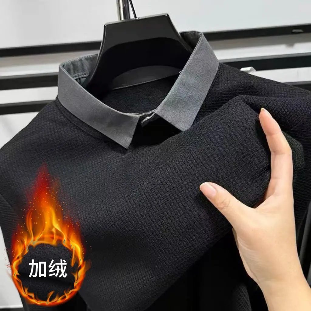 Áo Len Mùa Đông, Thời Trang Nam, Hàng Mới Về Năm 2025, Khâu Giả Hai Mảnh, Cổ Áo Sơ Mi, Lót Lông Cừu, Dày Dặn, Hợp Xu hướng, Giá Cả Phải Chăng, Phong Cách Sang Trọng Hàng Đầu