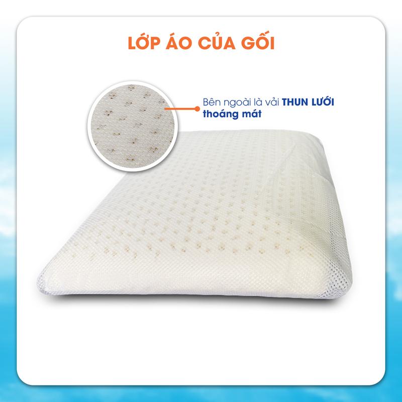 Product Introduction of Gối cao su non Kingroll mềm êm thoáng khí giảm đau mỏi cổ, thiết kế Oval - Tặng kèm vỏ gối 11
