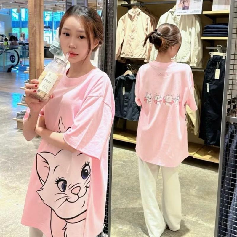  Áo Thun Nữ Hình In Mèo Marie Dể Thương Chất Cotton Mát Mịn Thun Cổ Tròn Thun Form Rộng SHONHOTTREND 