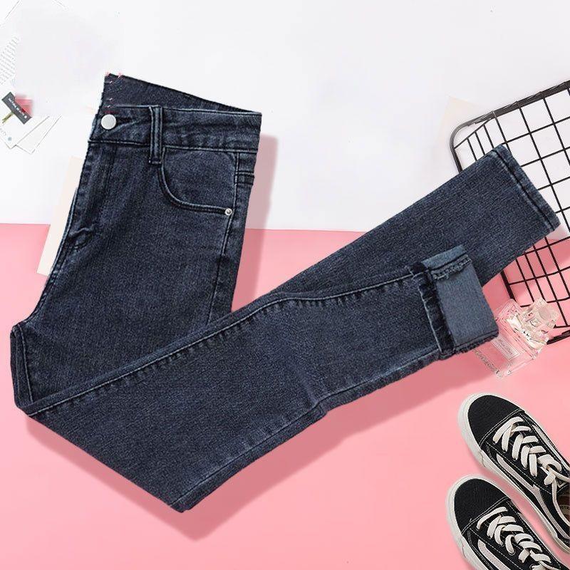 Quần Dài Jean Cạp Cao Quần Mỏng Nữ, Lót Lông Cừu, Mỏng Vừa Vặn, Có Thể Mặc Ngoài Trời, Quần Dày, Bó Sát, Co Giãn, Quần Bút Chì, Dành Cho Nữ 3