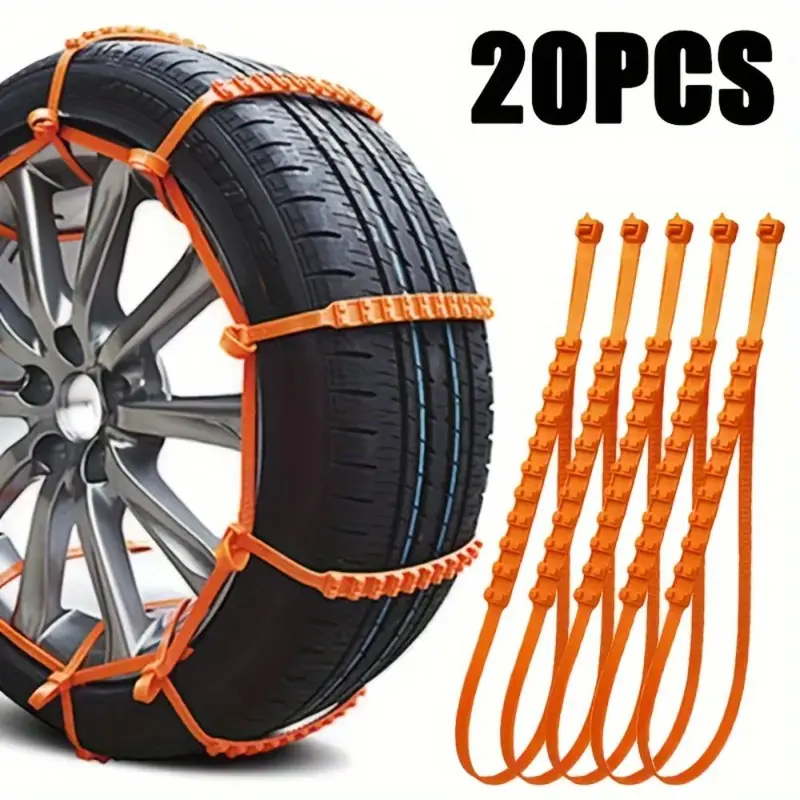 Universal Off-road Car Snow Tire Anti-skid Chain & Retractable Snow Shovel Set, Durable Rolled Belt & Car Windshields Snow Brush Set for Winter 7
