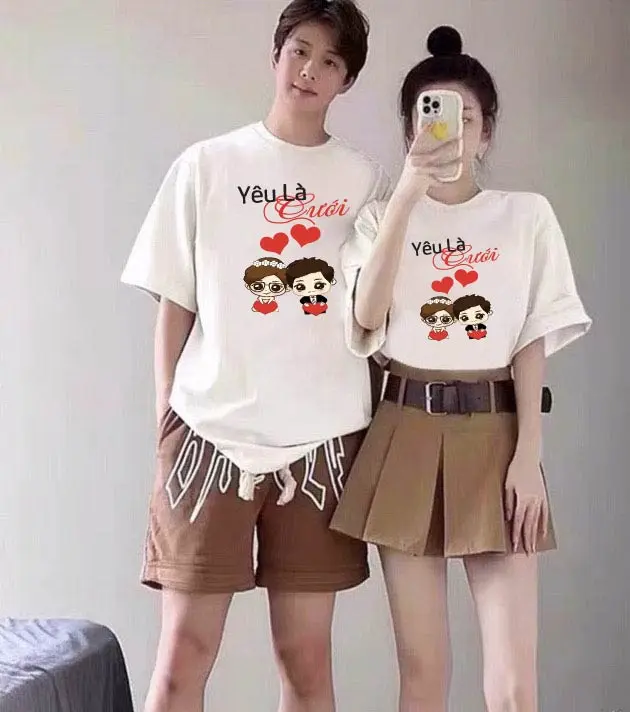 Áo thun, áo phông cặp nam nữ, áo đôi mặc với người yêu in hình CK-VK dễ thương (GIÁ 1 ÁO) chất cotton mềm mịn thoáng mát, phong cách năng động shatou  đồ Women  - Men Voi Top 4