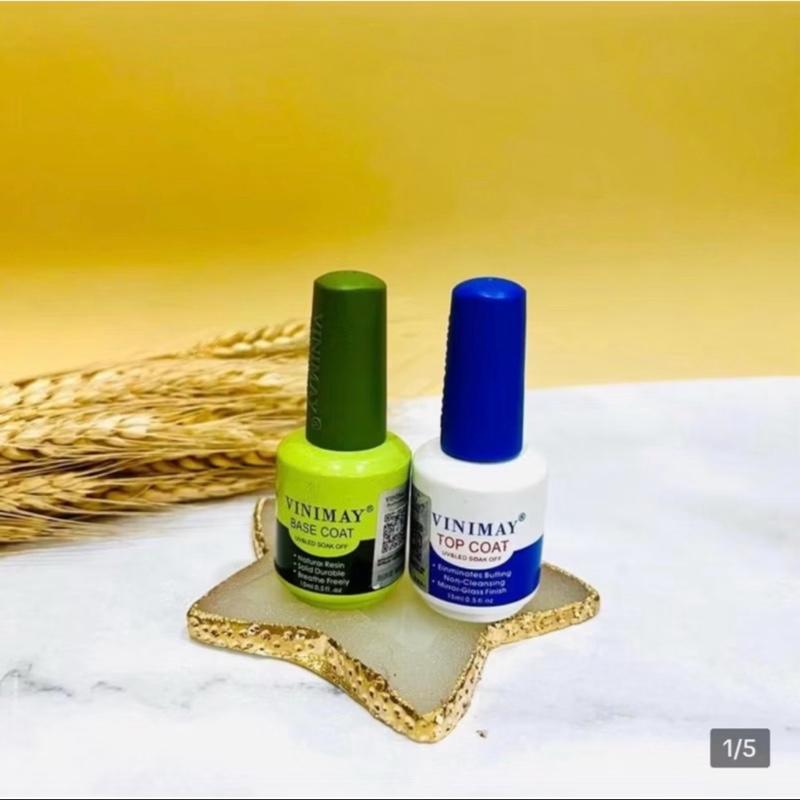 Cặp 2 chai base liên kết + top phủ bóng vinimay Sơn gel làm móng nail ( hàng chính hãng ) làm nail