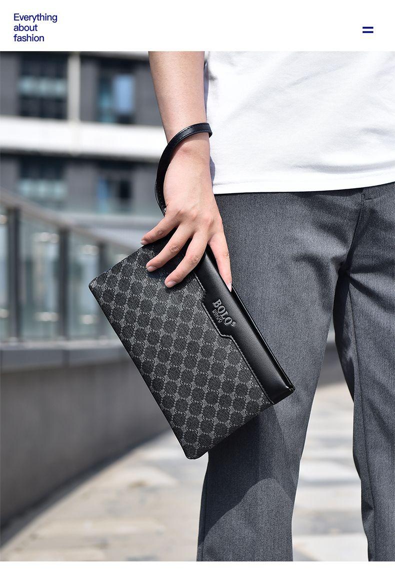 Product Introduction of Men's Handbag New Fashion Plaid Business Large Capacity Casual Envelope Men's Clutch 15