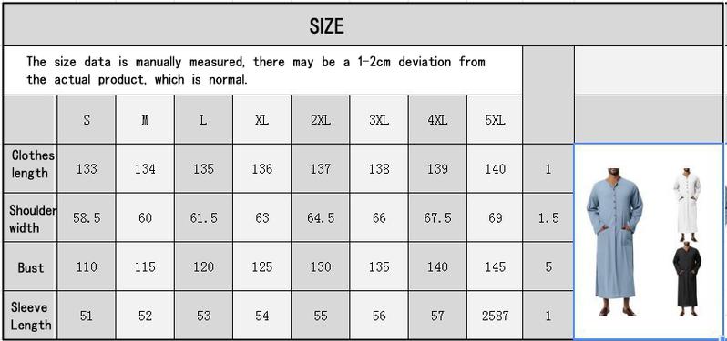 Product Introduction of Muslim Robe New Men's Loose Stand Collar Door Tube Long Sleeve Robe Ethnic Style Robe 0