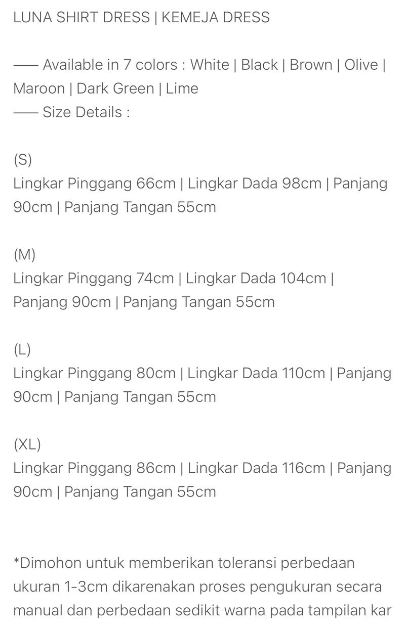 Product Introduction of WEARLOOCA - Luna Shirt Dress | Dress Wanita | Slim Fit Dress 0
