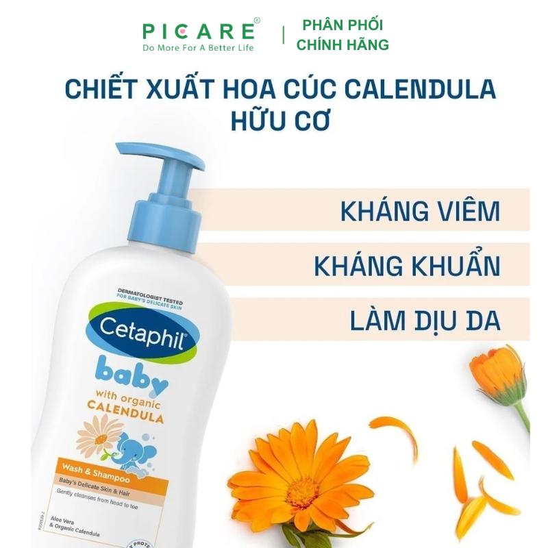 Sữa Tắm Gội Dịu Nhẹ Cho Bé Cetaphil Baby Wash & Shampoo With Organic Calendula 400ml sữa  tắm sữa  tắm baby  shampoo tam  chobe sữa  tắm
