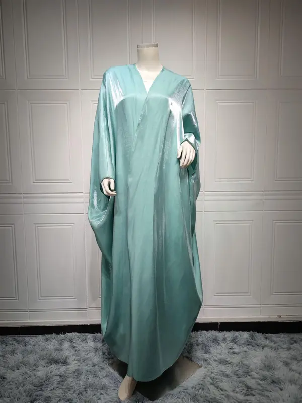 Women's Satin Batwing Sleeve Abaya Without Hijab, Elegant Silk Maxi Arabic Robe Loose Abayas, Abaya for Women, Muslim Clothes, Modest Outfits, Abaya for Women, Summer Outfits 2024 7