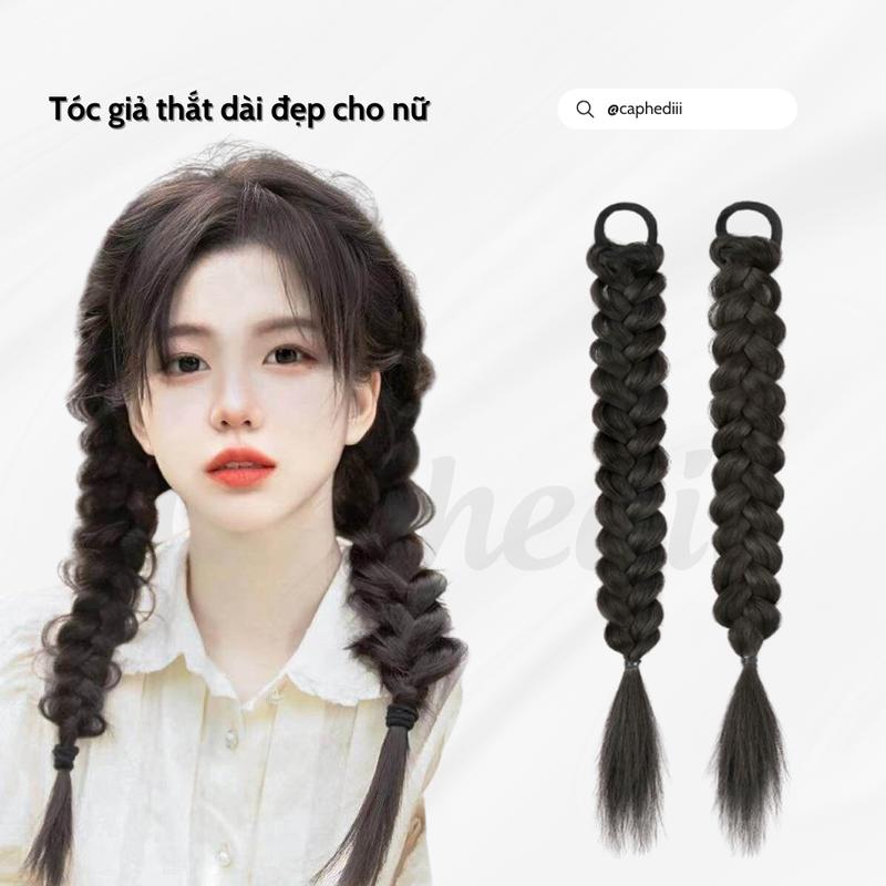 Tóc giả tết sam GIÁ 1 BÊN thắt dài đẹp cho nữ tóc tết sam cho nữ kiểu Hàn Quốc women 4 màu Wig