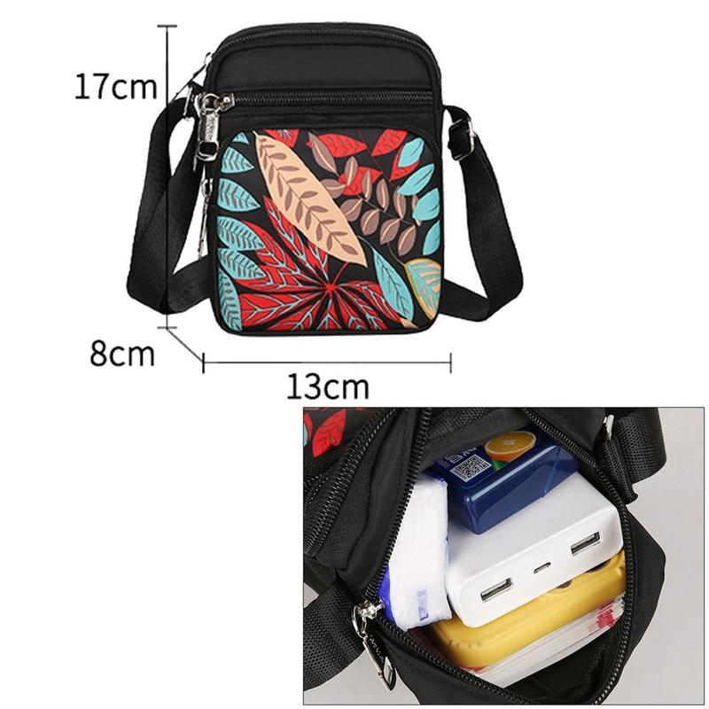 Túi Vuông Nhỏ In Hình Cho Nam Và Nữ, Túi Đeo Vai Thường Ngày Bằng Nylon Mini, Túi Đeo Chéo Nhiều Lớp 2