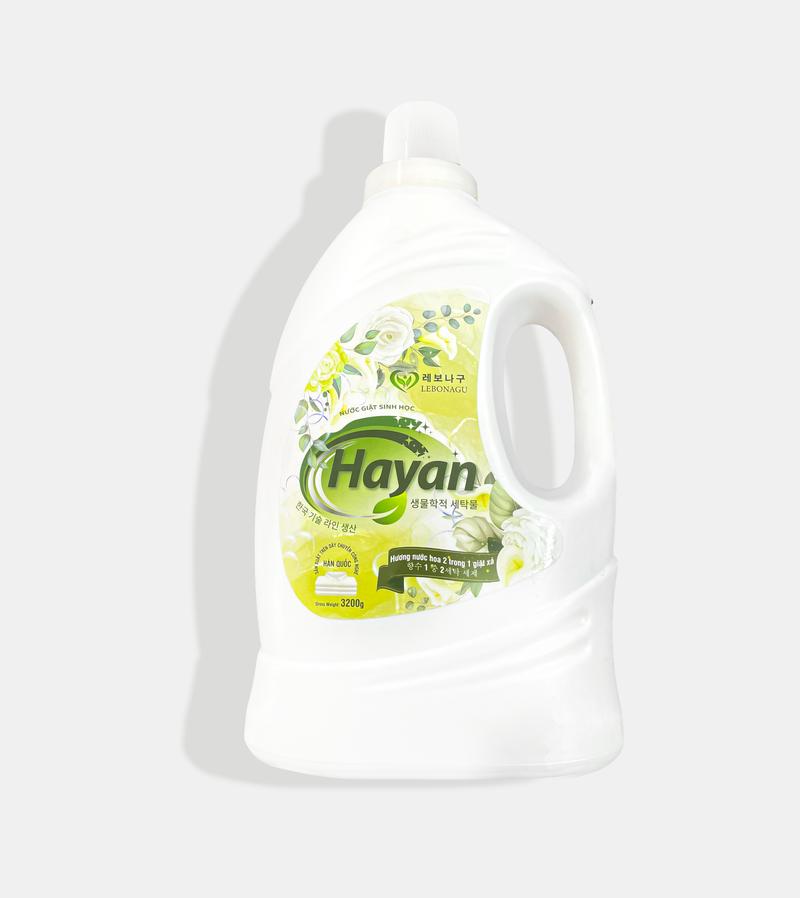 Product Introduction of ( Thùng 2 Can ) Nước Giặt Sinh Học Hayan 2 Trong 1 Giặt Xả Can 3 lít 2 1