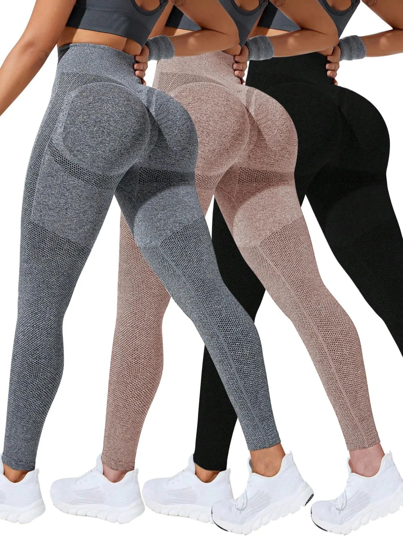 Summer 2024 Sporty Women's High Waist Sports Gym Leggings, Invisible Scrunch Gym Leggings, Sport Solid Color Comfort Breathable Skinny Pants for Yoga Running Workout, Leggings for Women, Holiday Outfits, Ladies Sportswear Clothing, Tummy Control