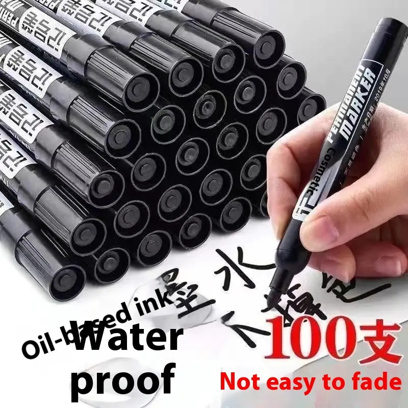 Bút Đánh Dấu Vĩnh Viễn Màu Đen, 100 Bút, Không Thấm Nước, Nhanh Khô, Bền, Đầu Dày, Bút Đánh Dấu Đặc Biệt, Thích Hợp Để Giao Hàng Nhanh Và Hậu Cần, [Người Mua 1500 + Đặt Hàng Trong Một Tuần]