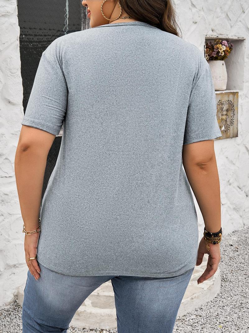 Product Introduction of 【Plus Size】 Milk Cow Print Round Neck Tee, Fashion Casual Crew Neck Short Sleeve T-Shirt for Daily Outdoor Wear, Women Plus Clothing for Summer 6