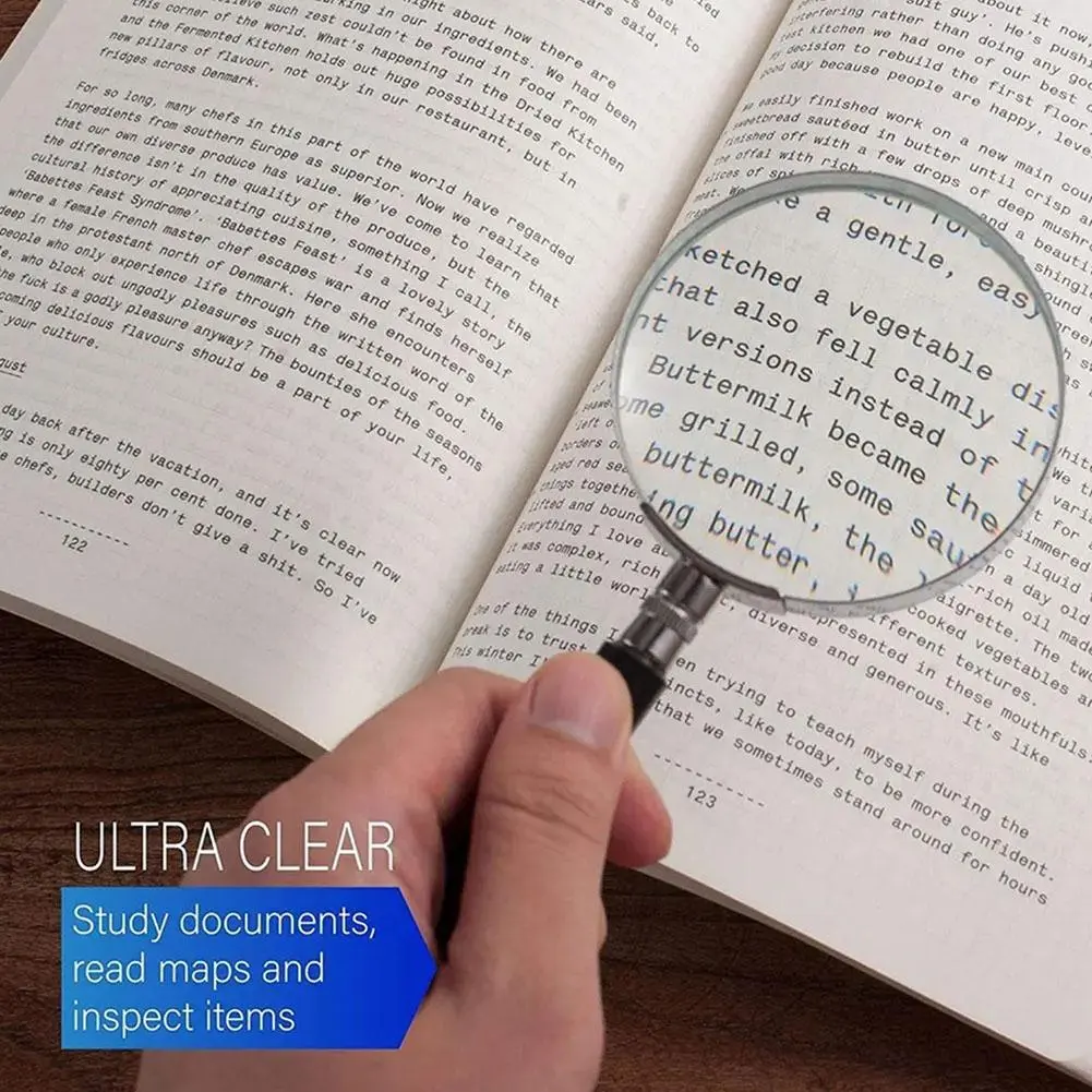 50MM Handheld Semi-Metallic Stainless Steel Magnifying Glass For Elderly Reading Y2R2