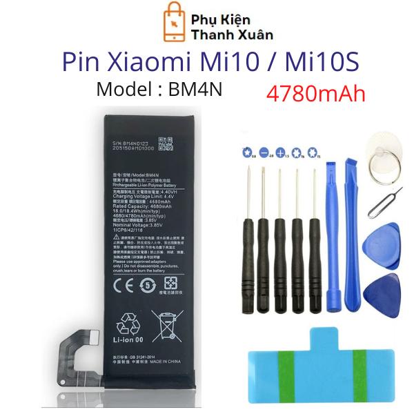 Pin zin Xiaomi Mi10 / Mi10S BM4N 4780mAh | Hàng Nhập Khẩu | Tặng bộ tháo mở + seal dán pin