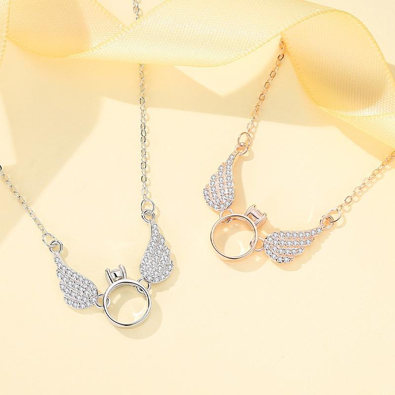Product Introduction of Angel Wing Diamond Pendant Necklace, Wings Can Move, Elegant Collarbone Chain For Women 0