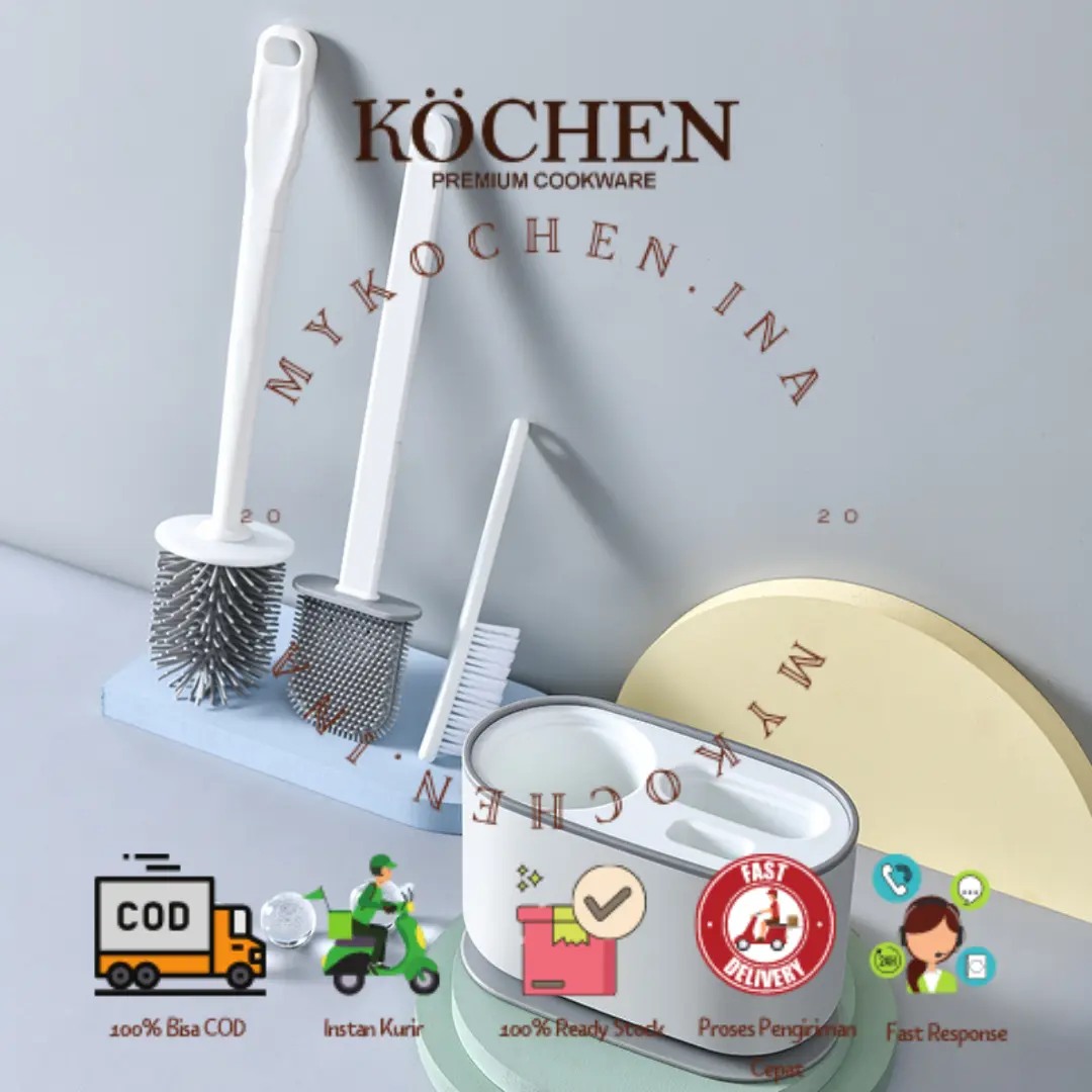 Sikat WC Toilet Kamar Mandi Silikon 3in1 brush karet Plastik