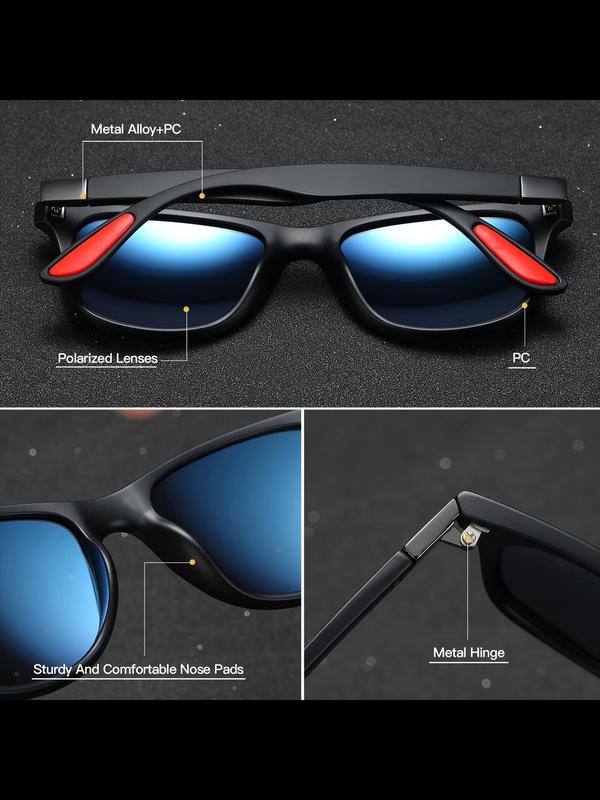 Unisex Polarized Sunglasses for Everyday Use, 1 Pair Square Frame Fashion Sunglasses, Casual Trendy Sunglasses for Outdoor Sports Activities As Gift for Friends 6