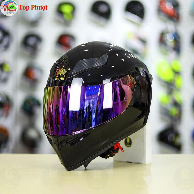 Mũ Bảo Hiểm Fullface Royal M138B Đen Bóng 1 Kính Chính Hãng - Tặng khăn trùm đầu ninja