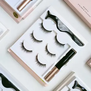 Minzo Bulu Mata Hitam Lem Magnet Palsu Extension Lashes 3D Bulumata Paketan Set 3 Pairs Natural Eyelash Merek Lecca