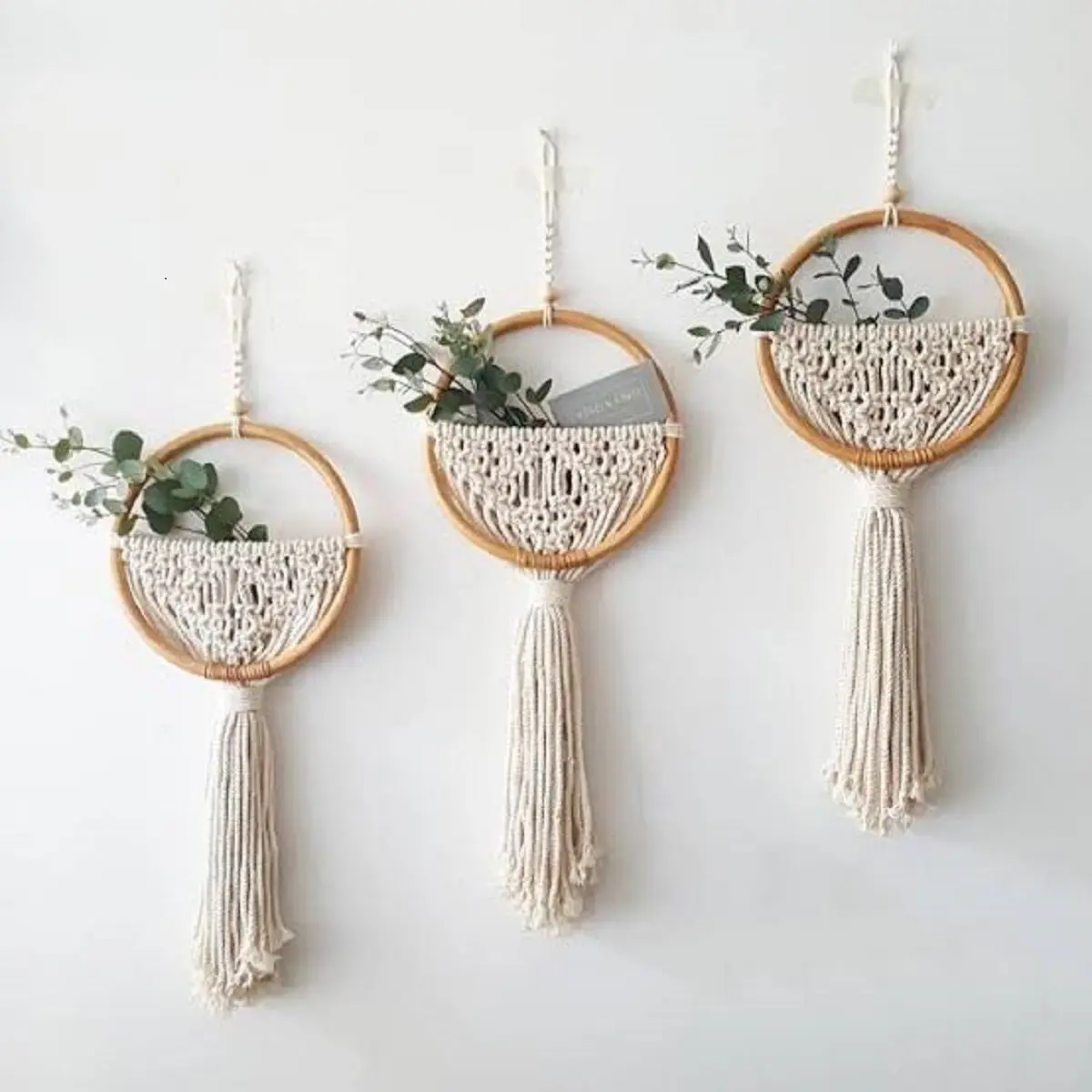 Macrame pot bunga hias / Dekorasi ruangan / Hiasan dinding aesthetic - Tempat bunga hias Besi