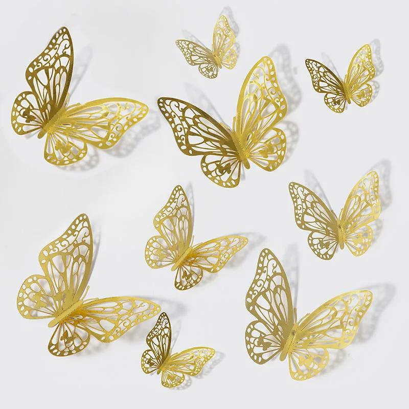 Product Introduction of 12/24/48pcs 3D Butterfly Wall Decor Wall Sticker, Gold Butterfly Decorations for Butterfly Birthday Party Cake Room Decorations 2