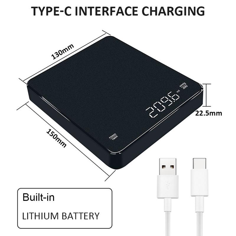 Product Introduction of SG-Stock LED Coffee Scale Mini Timing Kitchen Scale USB Rechargeable 3kg Max Capacity 0.1g Graduations Kitchen Weighing Scale 20