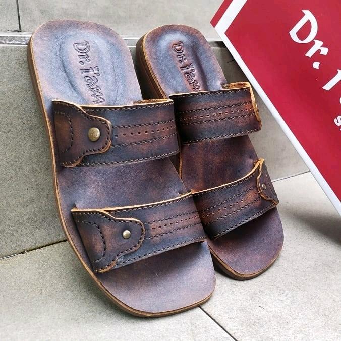 Sandal Lelaki Ban 2 Asli Kulit Sapi | Kode 4012 Sol Karet 2
