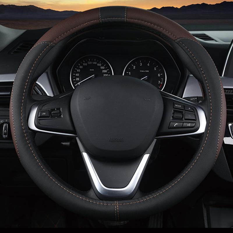Car Steering Wheel Cover Microfiber Leather Breathable Non-Slip Steering Wheel Cover Pu Leather Universal 37-38 Cm Four Seasons Universal 4