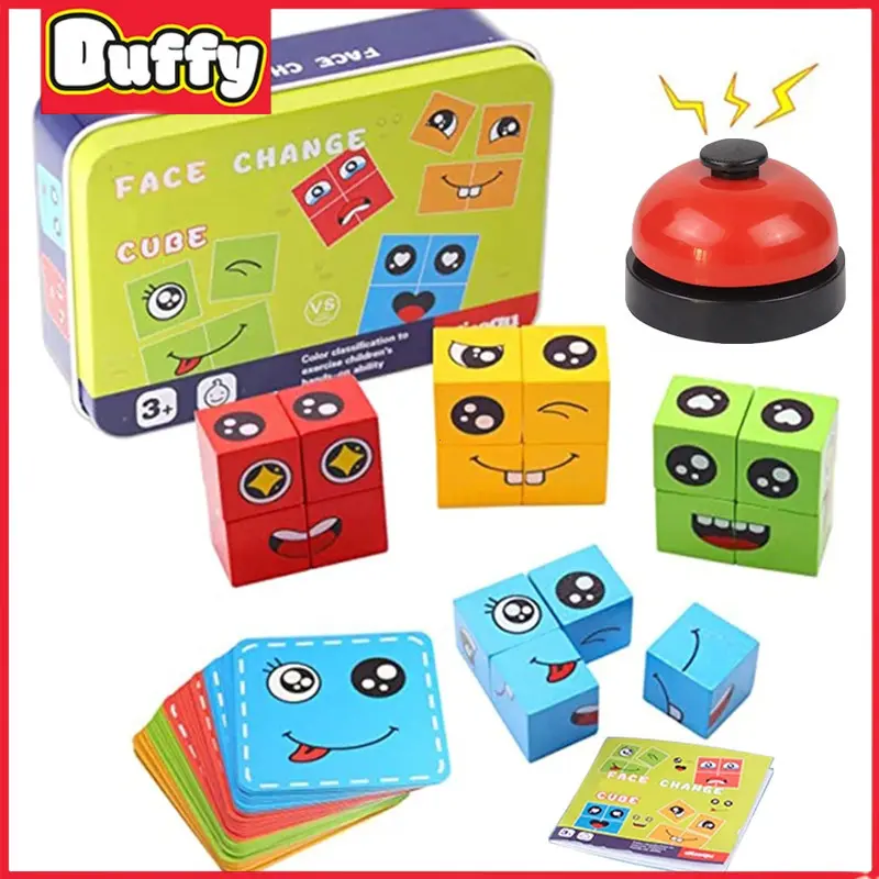 Duffy Toys Mainan Face Changing Cube Mainan Susun Ekspresi Muka Ketangkasan Puzzle Anak Family Game