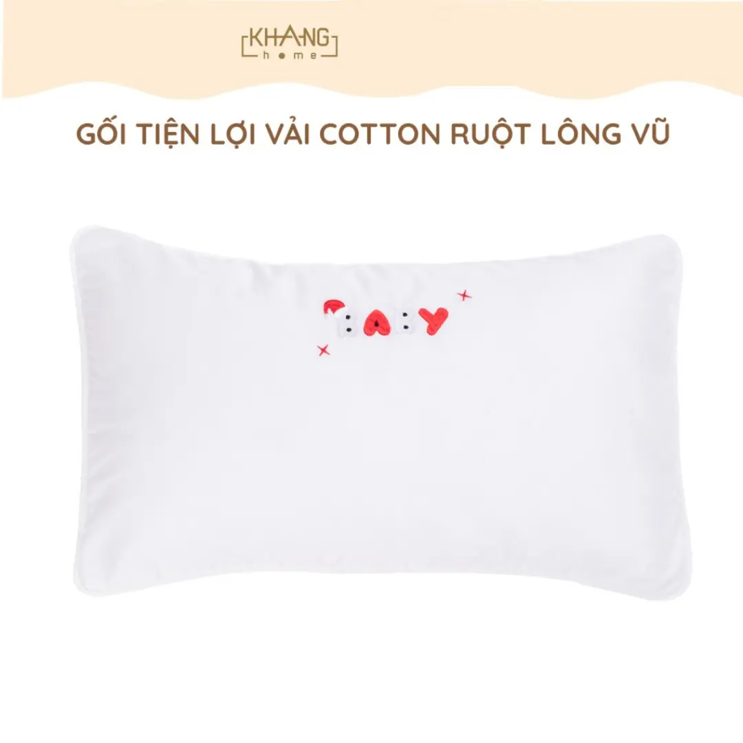 Gối Trẻ Em Tiện Lợi Khang Home Ruột Lông Vũ  ( Microfiber)Êm Mềm, Kháng Khuẩn 30x50cm