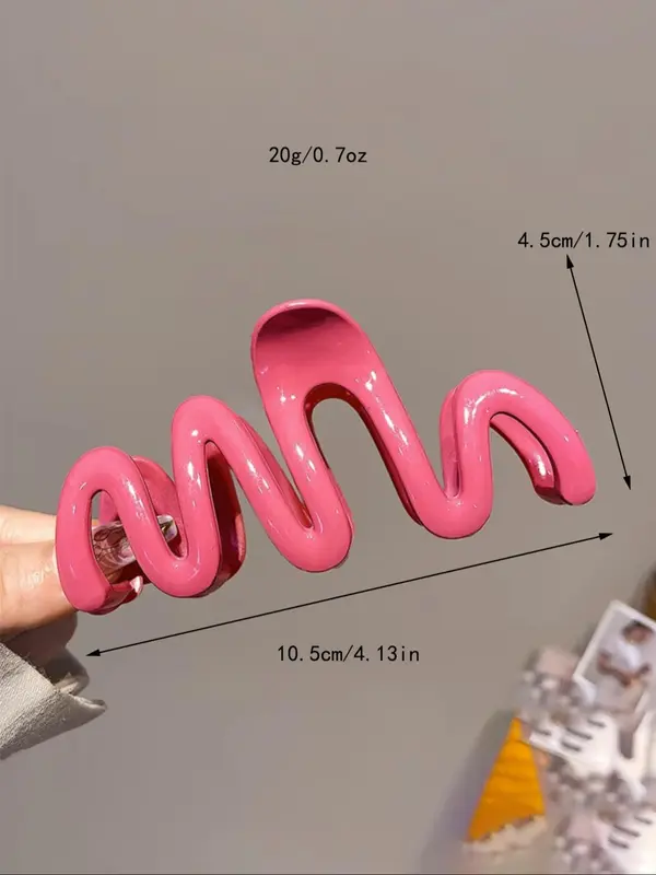 Modern Plain Color Wave Shape Design Hair Claws, 3pcs Casual Versatile Wavy Large Hair Claws for Daily Wear, Simple Style Fashion Hair Accessories for Women & Girls 5