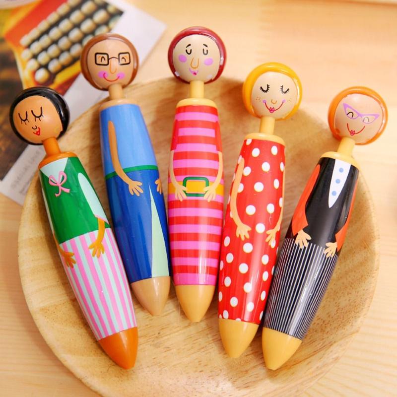 Bút Bi Nhựa, 5 Cái / túi, Thiết Kế Hoạt Hình, Thích Hợp Cho Đồ Dùng Trường Học Và Văn Phòng, Bút Trung Tính, Quà Tặng Văn Phòng Phẩm, Bút Búp Bê, Hàng Mới Về 1