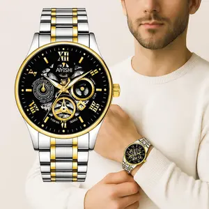 AIYISHI Jam Tangan Pria Otomatis 1623 Baja Tahan Karat Tahan Air 100m Bercahaya Garansi Resmi Kotak Gratis Dial Besar 40mm Strap Baja Mewah Bisnis Trendi 1808G04