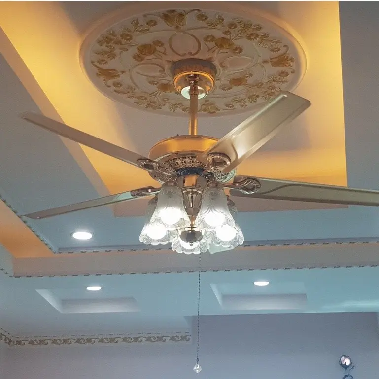 Quạt Trần 581P Cánh Đèn Chùm [ Có Dây Cáp An Toàn] Chạy 6 Cấp Độ Gió, Có 5 chao đèn, Có Điều Khiển, Động Cơ Lõi Đồng, phù hợp mọi không gian 5